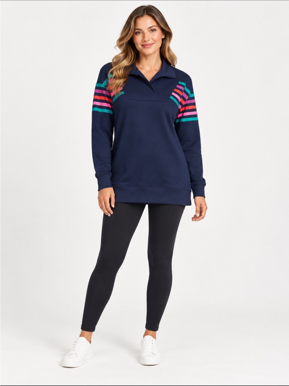 LandsEnd Wms Serious Sweats French Terry Collared Pullover SWEATSHIRT